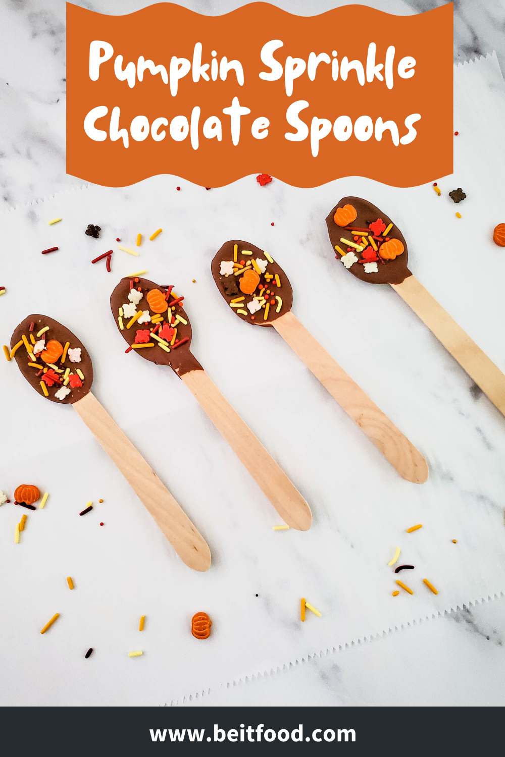 Pumpkin Sprinkle Chocolate Spoons