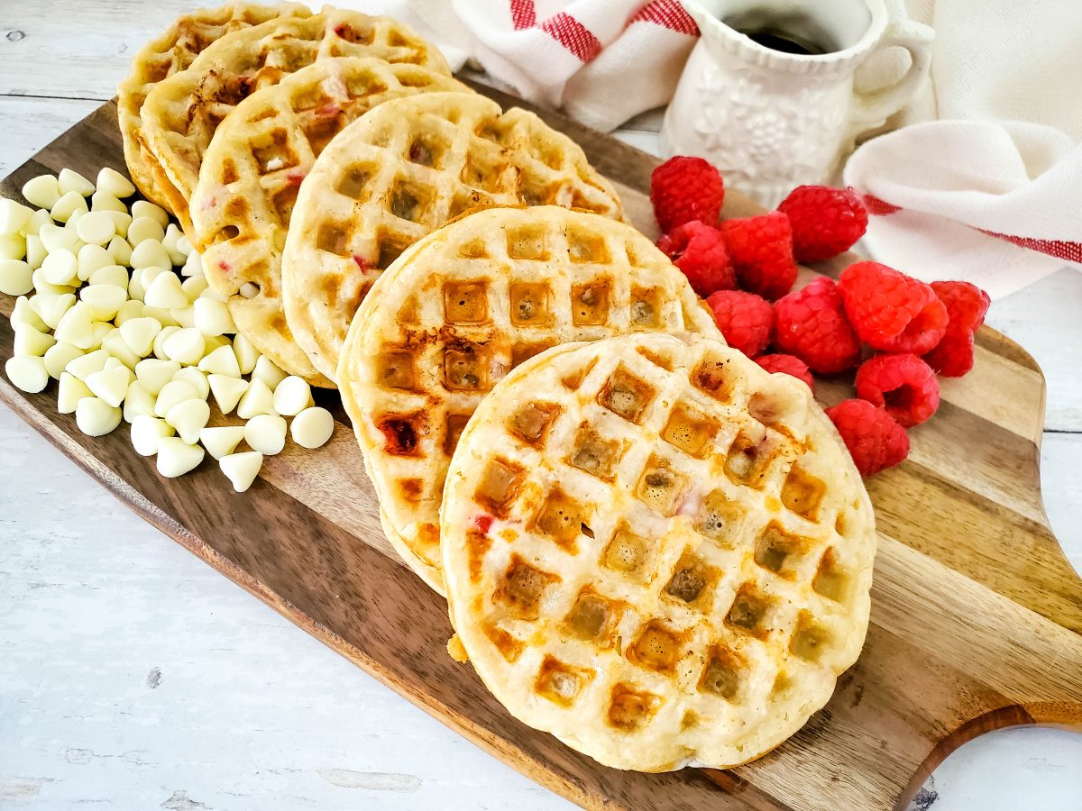 White Chocolate & Raspberry Homemade Waffles - Stef's Eats and Sweets